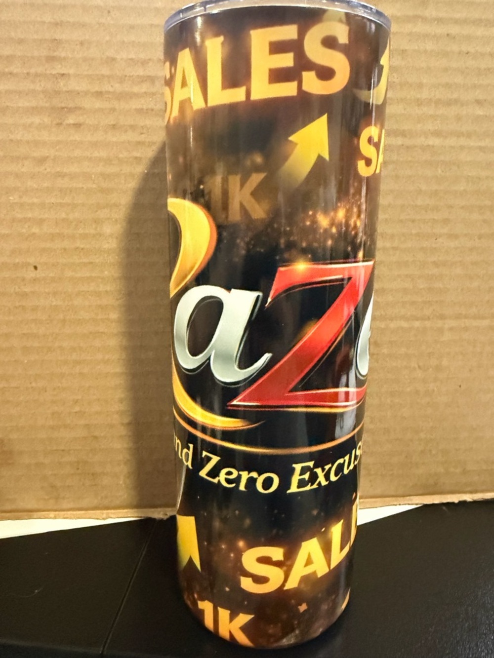 Unbranded Black and Gold 'Sales' Decorative Tumbler